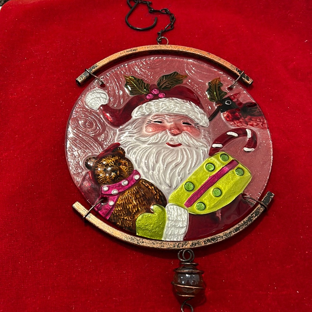 Santa painted glass Christmas hanging decor